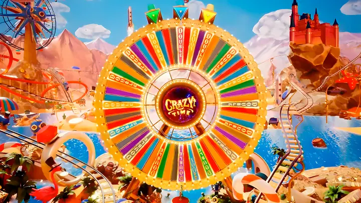 Crazy Time bonus rounds visual with wheel segments