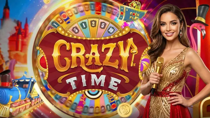 Crazy Time wheel and host in the Evolution live studio